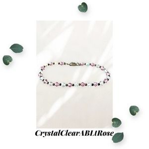 Clear Aurora Borealis and Lt Rose Crystal Beaded Bracelet